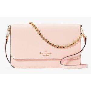 S Kate Spade Madison Flap Crossbody Bag Conch Pink Leather Chain KC430 NWT $349
